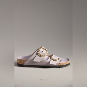 NWT Anthro Birkenstock Arizona Big Hammered Buckle High Shine Sandals 9-9.5/40